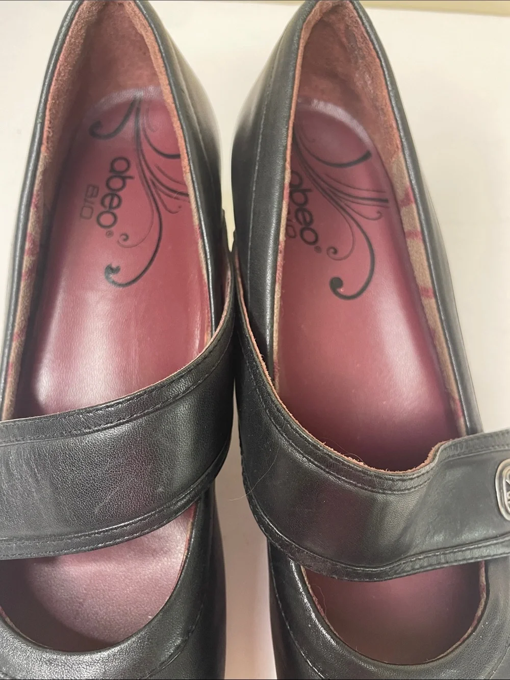 OBEO B.I.O. System Black Leather OPHELIA Mary Jane Block Heel Pump Shoes 7N